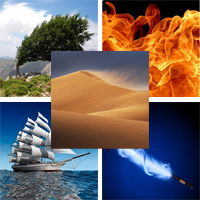элементы стихий, фен-шуй ветер, энергия земли, сила воды, пламя огня, прочность металла, плодородие земли